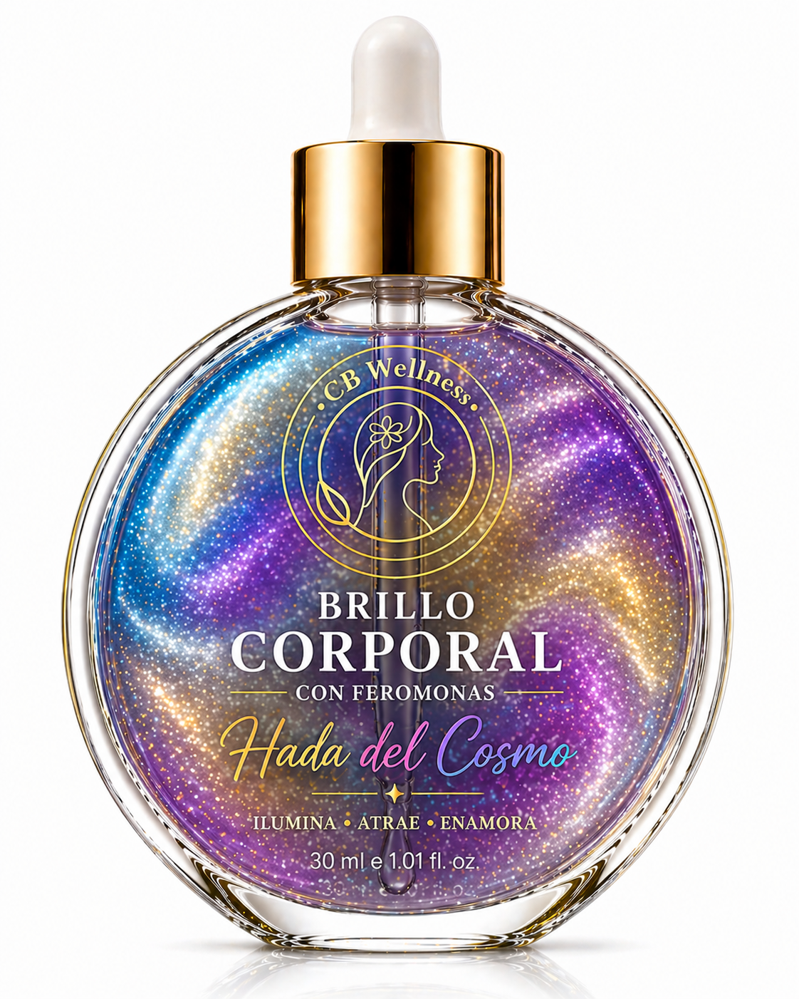 CB Wellness | Aceite Corporal con Iluminador y Feromonas | Hada del Cosmos
