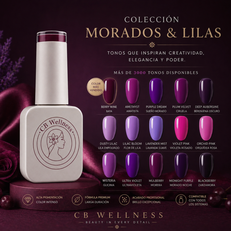 CB Wellness | Esmaltes Semipermanentes | Colección Morados y Lilas